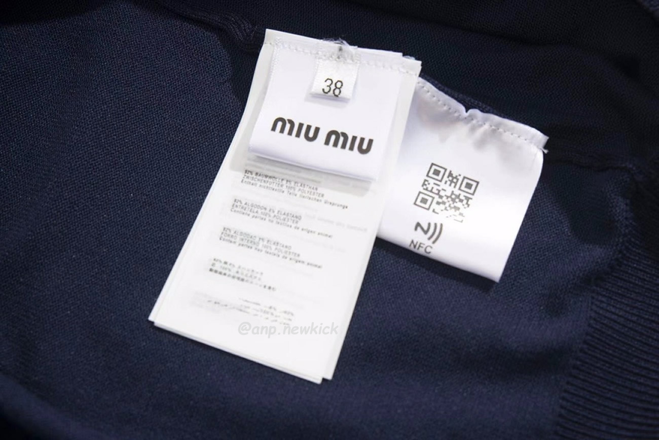 Miu Miu Logo Embroidery Polo Top In Navy (2) - newkick.app